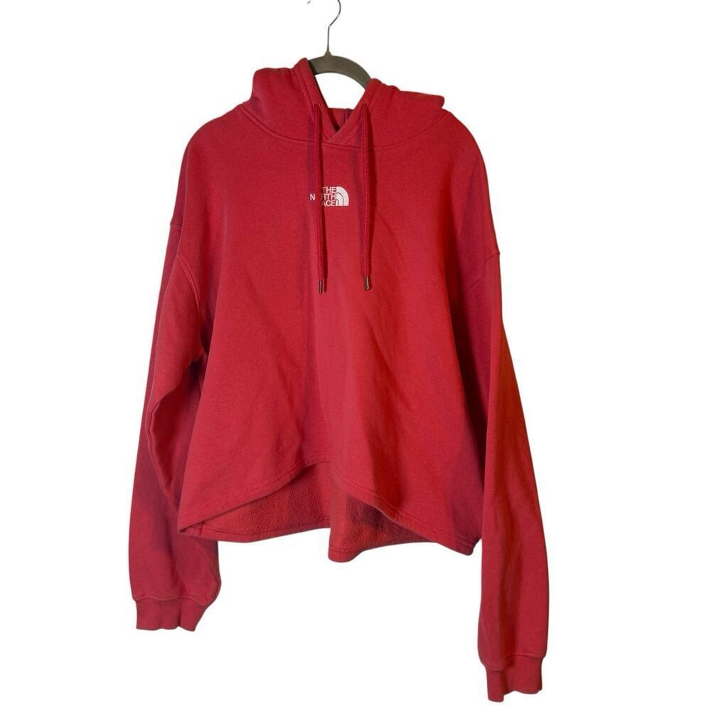 The North Face Women’s Hot Pink Cropped Hoodie Fleece Lined XL Logo Pullover